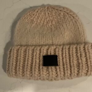 All Saints Soft Beige Knit Beanie